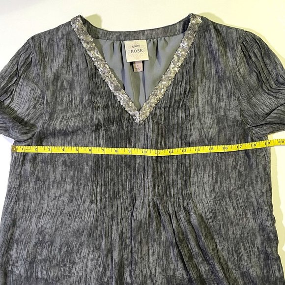 Knox Rose - Women's Size S - Grey Top Long Sleeve - Pleated Front - Picture 9 of 12